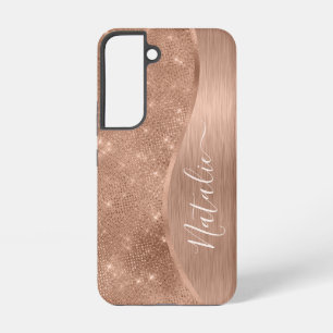Funda Para Samsung Galaxy S22 Rosa Dorado Metálico Brillo Personalizado
