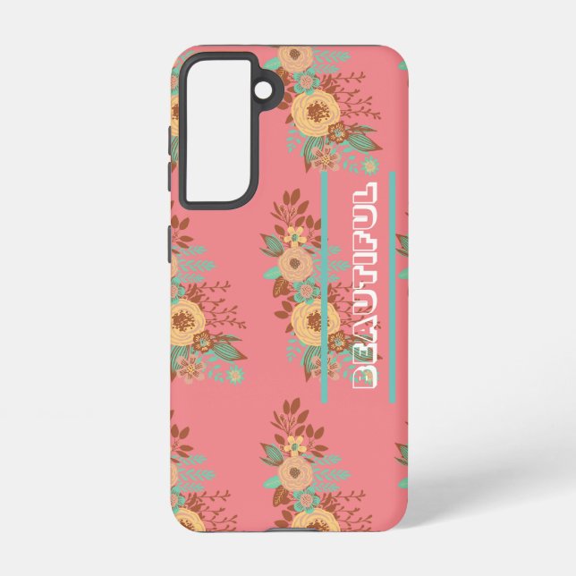 Funda Para Samsung Galaxy Rosa floral boho moderno (Reverso )