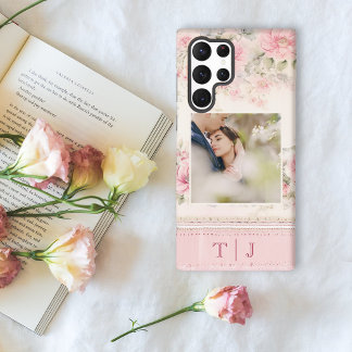 Funda Para Samsung Galaxy S22 Ultra Rosa Girona con foto y monograma
