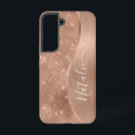 Funda Para Samsung Galaxy S22 Rosa metálico Purpurina de oro personalizado<br><div class="desc">Personaliza fácilmente este estuche de teléfono con motivos de purpurina metalizado y glamoroso de color dorado con tu propio nombre personalizado.</div>
