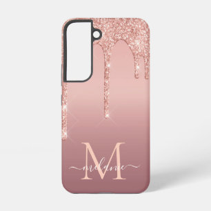Funda Para Samsung Galaxy S22 Rosa personalizada con letras de nombre con gotas 