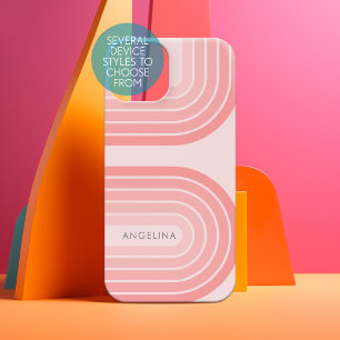 Funda Para Samsung Galaxy S22 Rosa Rubor Mod Patrón de Rayas Retro Nombre Person