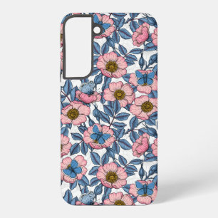 Funda Para Samsung Galaxy S22+ Rosa silvestre y mariposas
