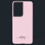 Funda Para Samsung Galaxy S21 Ultra Rosa simple de Rubor con nombre personalizado de s<br><div class="desc">Un diseño de tipografía de nombre simple y personalizado en un tipo de letra de escritura casual con un llamativo color negro sobre rosa pastel. El punto perfecto para el minimalista de moda. Un regalo o accesorio a medida para cualquier ocasión. Debra Valencia, una visionaria artista de patrones superficiales, diseñadora...</div>