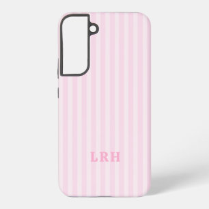 Funda Para Samsung Galaxy S22+ Rosa Suave Estampado de Rayas Aspecto Vintage Mono