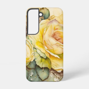 Funda Para Samsung Galaxy S22 Rosas gigantes amarillos y verdes