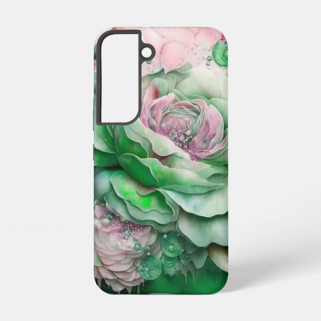 Funda Para Samsung Galaxy Rosas gigantes verdes y rosas (Reverso )