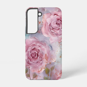 Funda Para Samsung Galaxy S22 Rosas rosadas y azules 