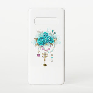 Funda Para Samsung Galaxy S10 Rosas turquesas con llaves