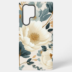 Funda Para Samsung Galaxy S22 Ultra Rosas y Botánicas Cremosas Vintage