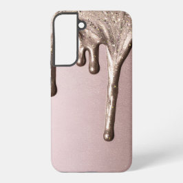 Funda Para Samsung Galaxy S22+ Rose Gold Glitter Drip – Glam Metallic