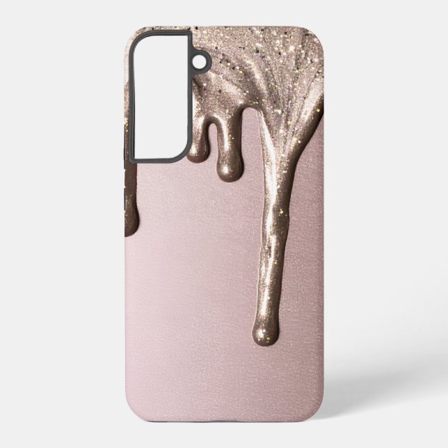 Funda Para Samsung Galaxy Rose Gold Glitter Drip – Glam Metallic (Reverso )