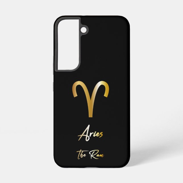 Funda Para Samsung Galaxy Rótulo Aries Zodiac, negro y oro (Reverso )