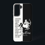 Funda Para Samsung Galaxy S21 Rótulo Sagittarius Zodiac<br><div class="desc">Elegante estuche de señalización de zodiaco blanco y negro.</div>