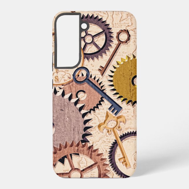 Funda Para Samsung Galaxy Ruedas Steampunk, engranajes, llaves, pintura de a (Reverso )