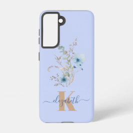 Funda Para Samsung Galaxy S21 rustic dusty Blue watercolor flower bouquet