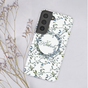 Funda Para Samsung Galaxy S22 Ultra Sage Verde Plateado Floral