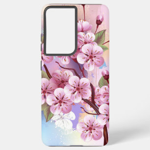 Funda Para Samsung Galaxy S21+ Sakura rosa sobre fondo de pintura