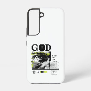Funda Para Samsung Galaxy S22 Salmo 121:2 Neon Lima Ojo de Dios Arte Glitch CRT