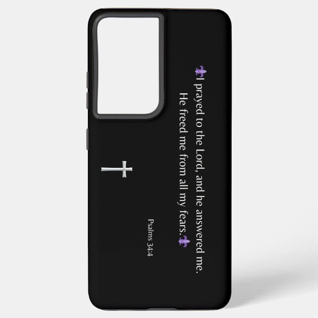Funda Para Samsung Galaxy Salmos 34:4 Biblia Verse estuche para iPhone / iPa (Reverso )