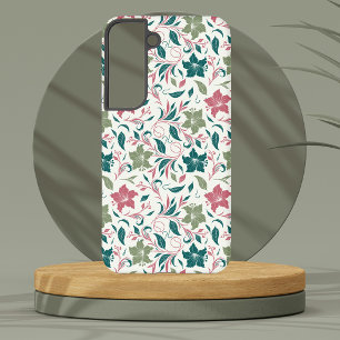 Funda Para Samsung Galaxy S22 Salvia Botánica Vintage y Floral Mate Rosa-Rojo