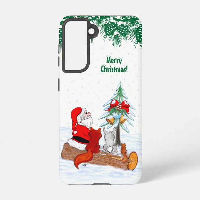 Funda Para Samsung Galaxy Santa Claus con Fox de Conejo y Squirrel (Reverso )