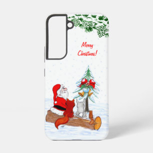 Funda Para Samsung Galaxy S22 Santa Claus con Fox de Conejo y Squirrel