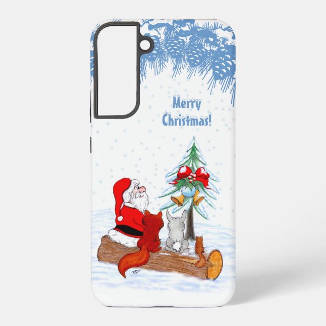 Funda Para Samsung Galaxy Santa Claus con Fox de Conejo y Squirrel (Reverso )
