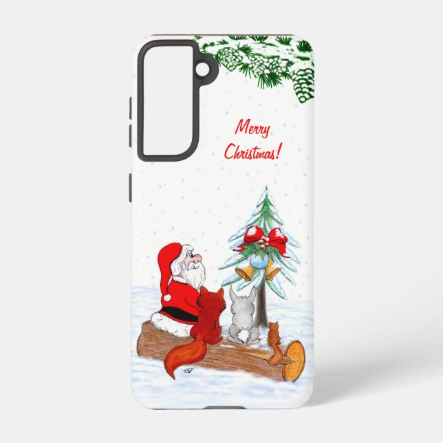 Funda Para Samsung Galaxy Santa Claus con Fox de Conejo y Squirrel (Reverso )