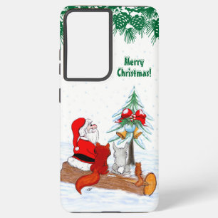 Funda Para Samsung Galaxy S21+ Santa Claus con Fox de Conejo y Squirrel