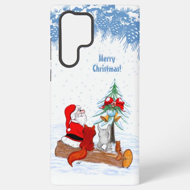 Funda Para Samsung Galaxy Santa Claus con Fox de Conejo y Squirrel (Reverso )