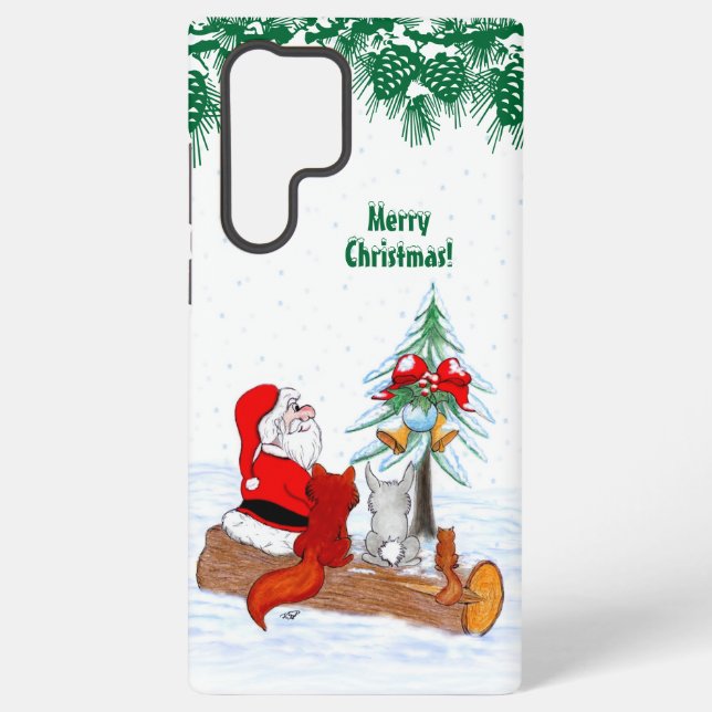 Funda Para Samsung Galaxy Santa Claus con Fox de Conejo y Squirrel (Reverso )