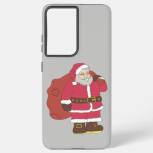 Funda Para Samsung Galaxy S21 Ultra Santa Claus de rojo con bolsa de regalo y anteojos