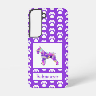 Funda Para Samsung Galaxy S22 Schnauzer Dog Silhouette Paw Purple PY&B