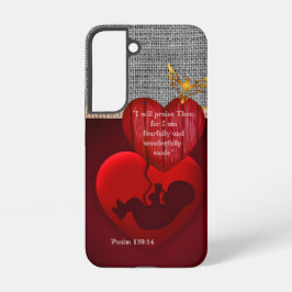 Funda Para Samsung Galaxy S22 Scripture Hessian Embryo Red Heart Gold Dove