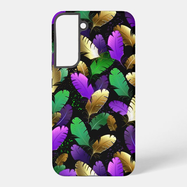 Funda Para Samsung Galaxy Seamless Pattern with Mardi Gras feathers (Reverso )