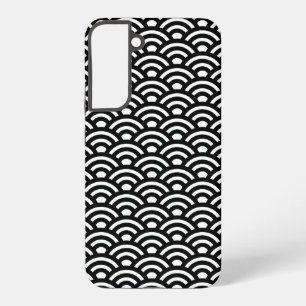 Funda Para Samsung Galaxy S22+ Seigaiha, olas, japonés, blanco y negro