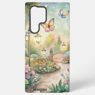 Funda Para Samsung Galaxy S22 Ultra Sendero de jardín con mariposa de ensueño - Jardín