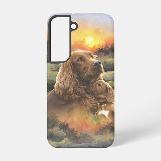 Funda Para Samsung Galaxy Setter irlandés con cachorro (Reverso )