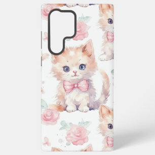 Funda Para Samsung Galaxy S22 Ultra Shabby Chic Romantic Kitten Floral