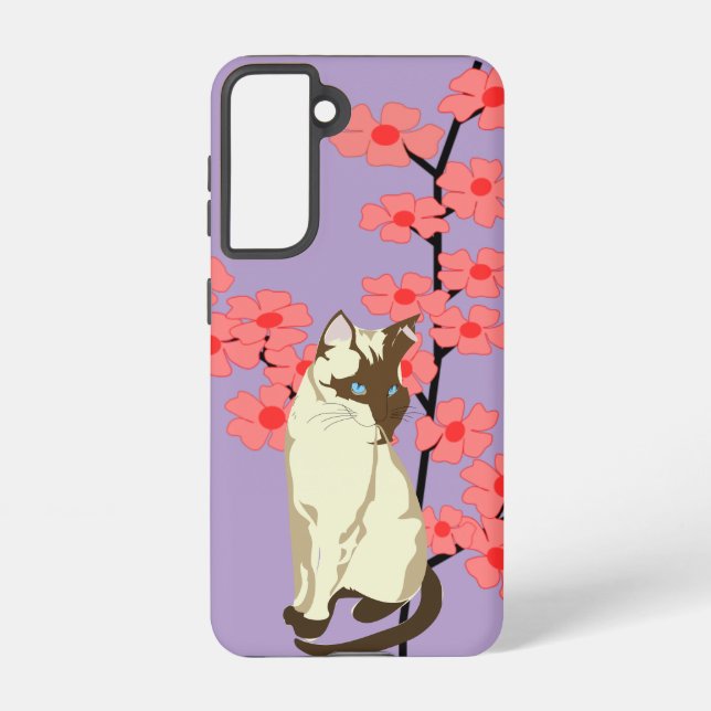 Funda Para Samsung Galaxy Siamese Serenity Cat – Purple Galaxy Case (Reverso )