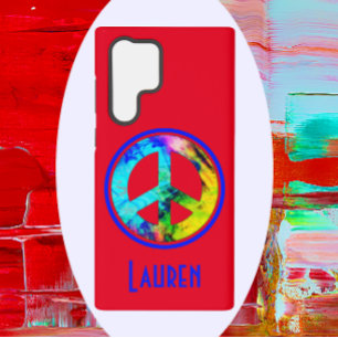 Funda Para Samsung Galaxy S22 Ultra Signo de Paz Colorido Rojo Intenso