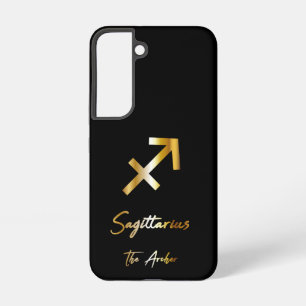 Funda Para Samsung Galaxy S22 Signo zodiacal Sagitario, negro y dorado
