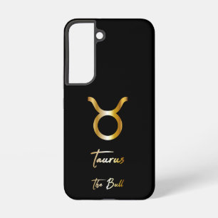 Funda Para Samsung Galaxy S22 Signo zodiacal Tauro, negro y dorado