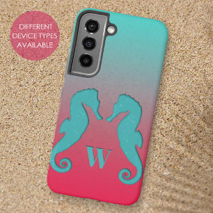 Funda Para Samsung Galaxy S22 Silhouettes de caballito de mar Monograma simple n