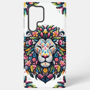 Funda Para Samsung Galaxy S22 Ultra Silueta de León Floral