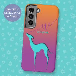 Funda Para Samsung Galaxy S22 Silueta de perro Whippet Galgo Nombre Colorido