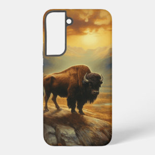 Funda Para Samsung Galaxy S22+ Silueta del búfalo al atardecer 