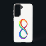 Funda Para Samsung Galaxy S21 Símbolo infinito arcoiris en capas<br><div class="desc">Símbolo claro de infinito de capas plásticas de colores saturados rojo,  amarillo,  verde,  turquesa,  azul y violeta sobre fondo blanco.</div>