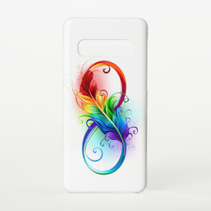 Funda Para Samsung Galaxy S10 Símbolo infinito con plumas arcoiris